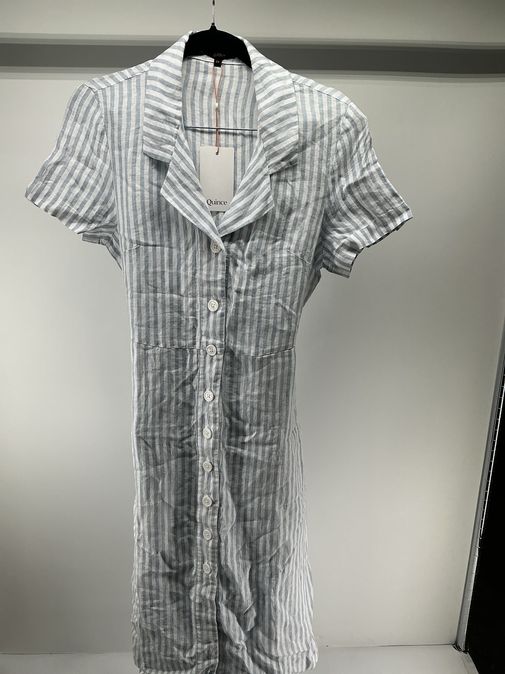 100% European Linen Button Front Dress